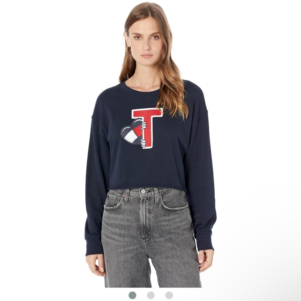 Tommy Jeans Women's Cropped Pullover Crewneck French Terry Sweatshirt